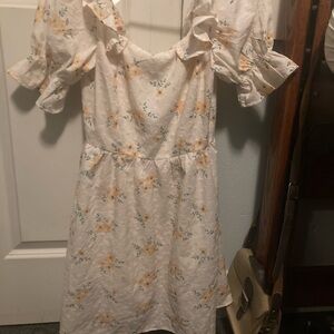 Floral Puff Sleeve Eyelet Summer Dress